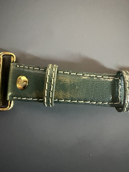 Ecclissi Gold Tone Green Leather Band Quartz Watch New Battery