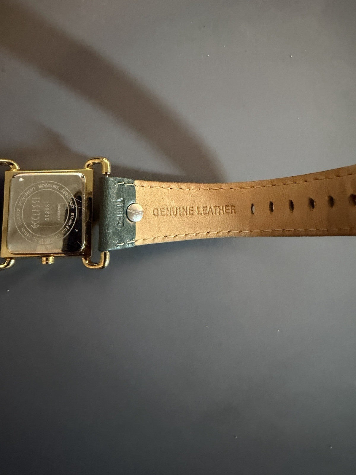 Ecclissi Gold Tone Green Leather Band Quartz Watch New Battery