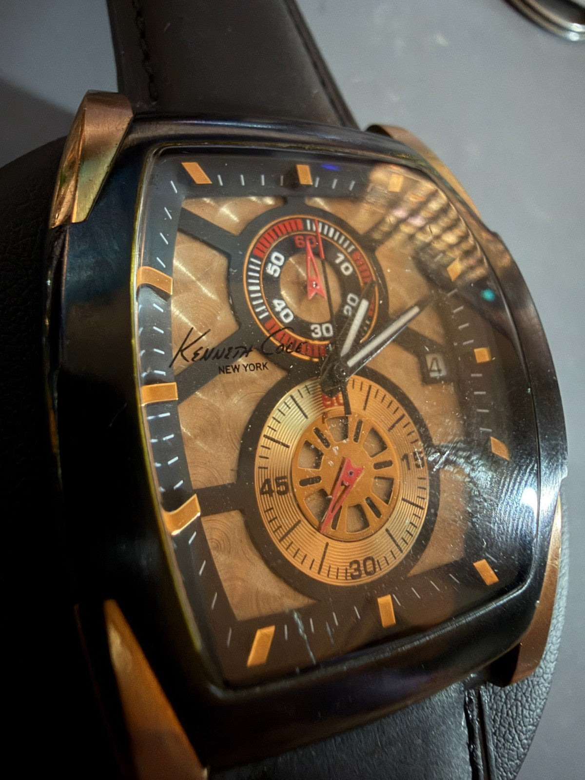 KENNETH COLE NEW YORK Bronze/Black DIAL KC1489 JAPAN MEN'S FULL WORKING